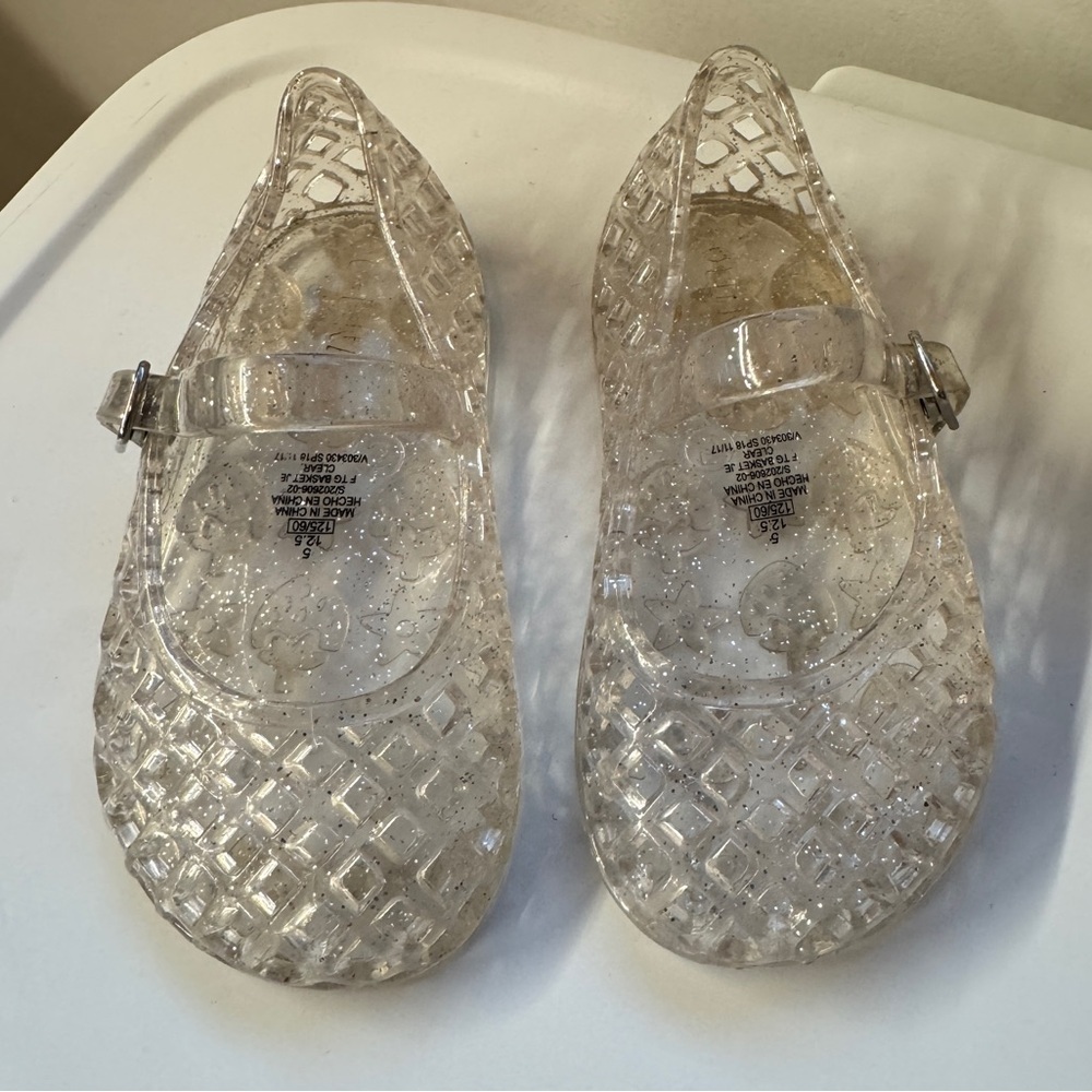 Sparkly Clear Basket Weave Jelly Ballet Shoes - Picture 5 of 7